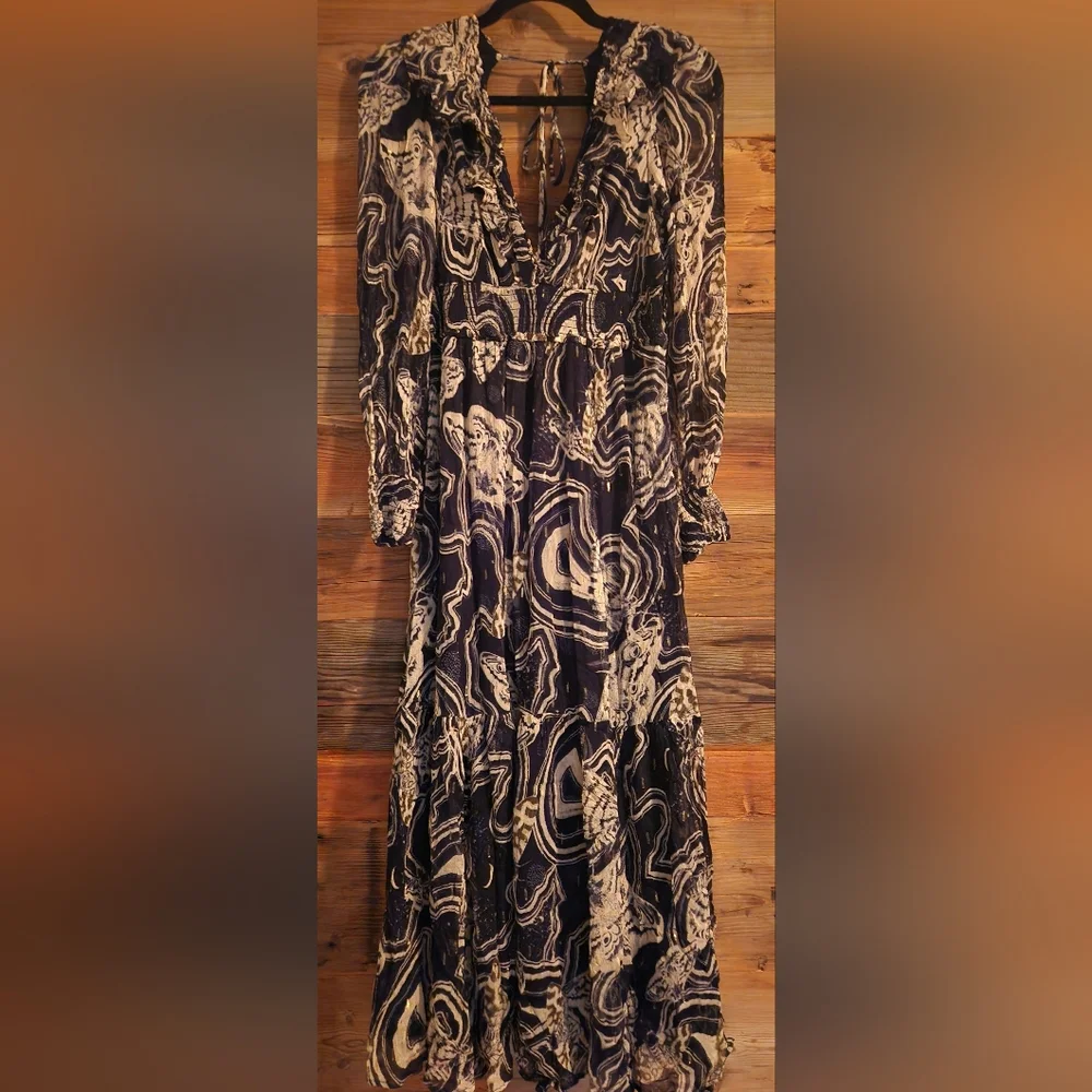 NWOT S Anthropologie Printer Johnson Long-SleeveV-Neck Textured Midi Dress - Picture 9 of 9